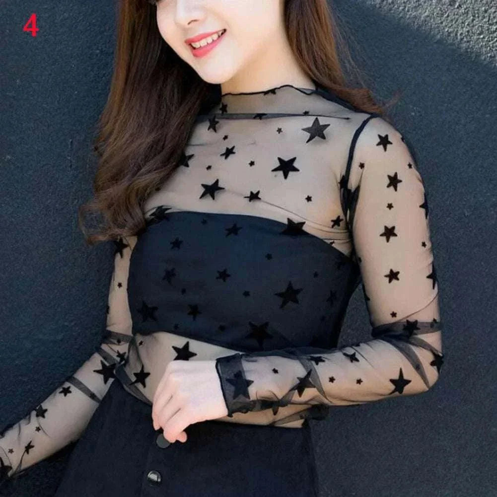 Mesh Fishnet Casual Top