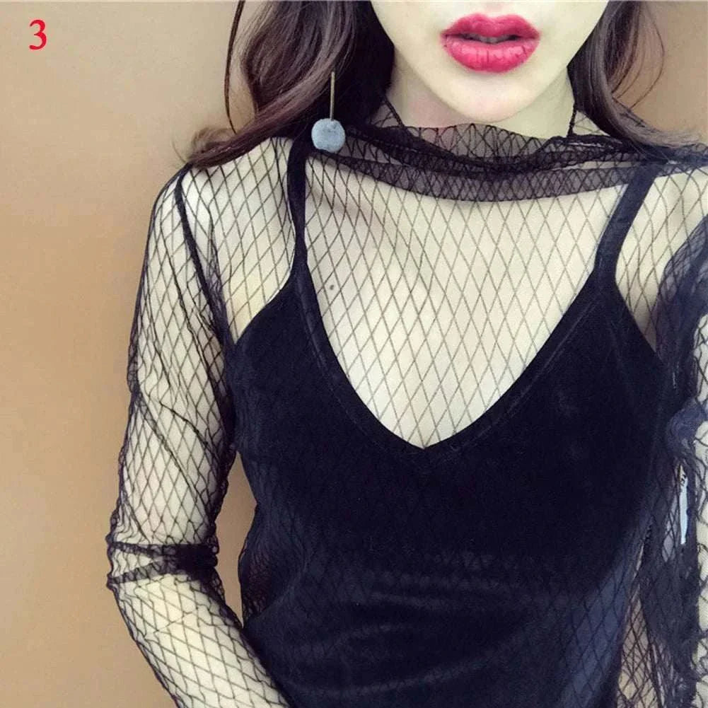 Mesh Fishnet Casual Top