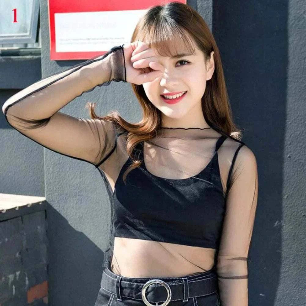 Mesh Fishnet Casual Top