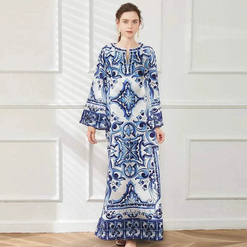 Spring and Summer Fashion Blue Long Dresses For Women