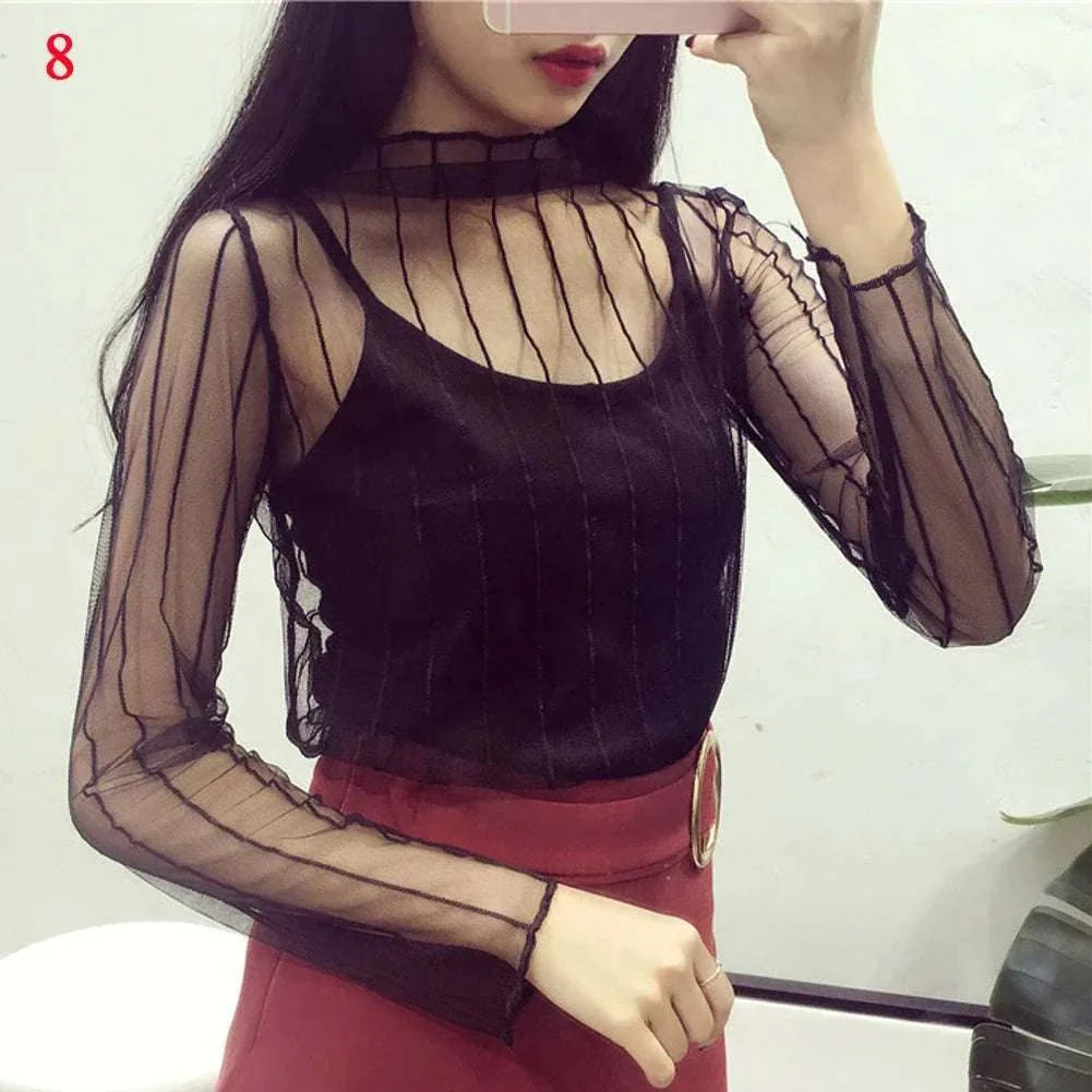 Mesh Fishnet Casual Top